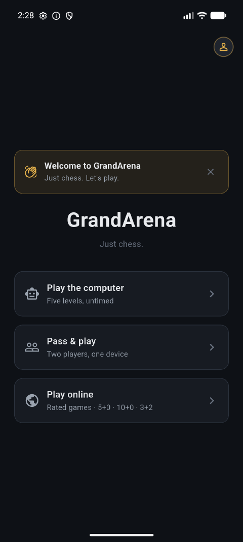 GrandArena home screen